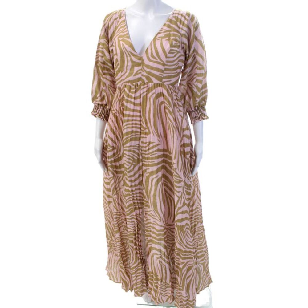 Christy Lynn Womens Cotton Animal Print V-Neck Bishop Sleeve Dress Pink Size 0